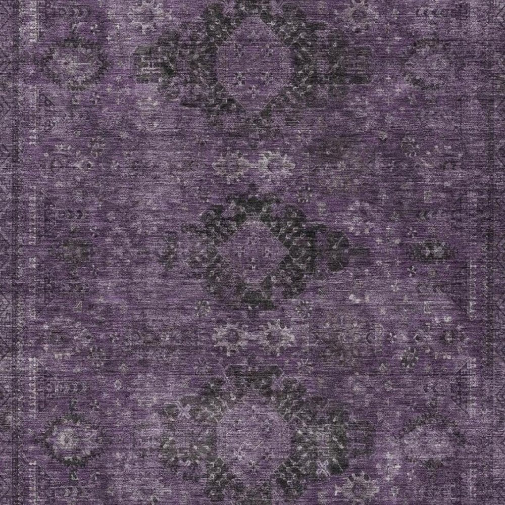 10' X 14' Plum And Purple Oriental Washable Indoor Outdoor Area Rug — view 7