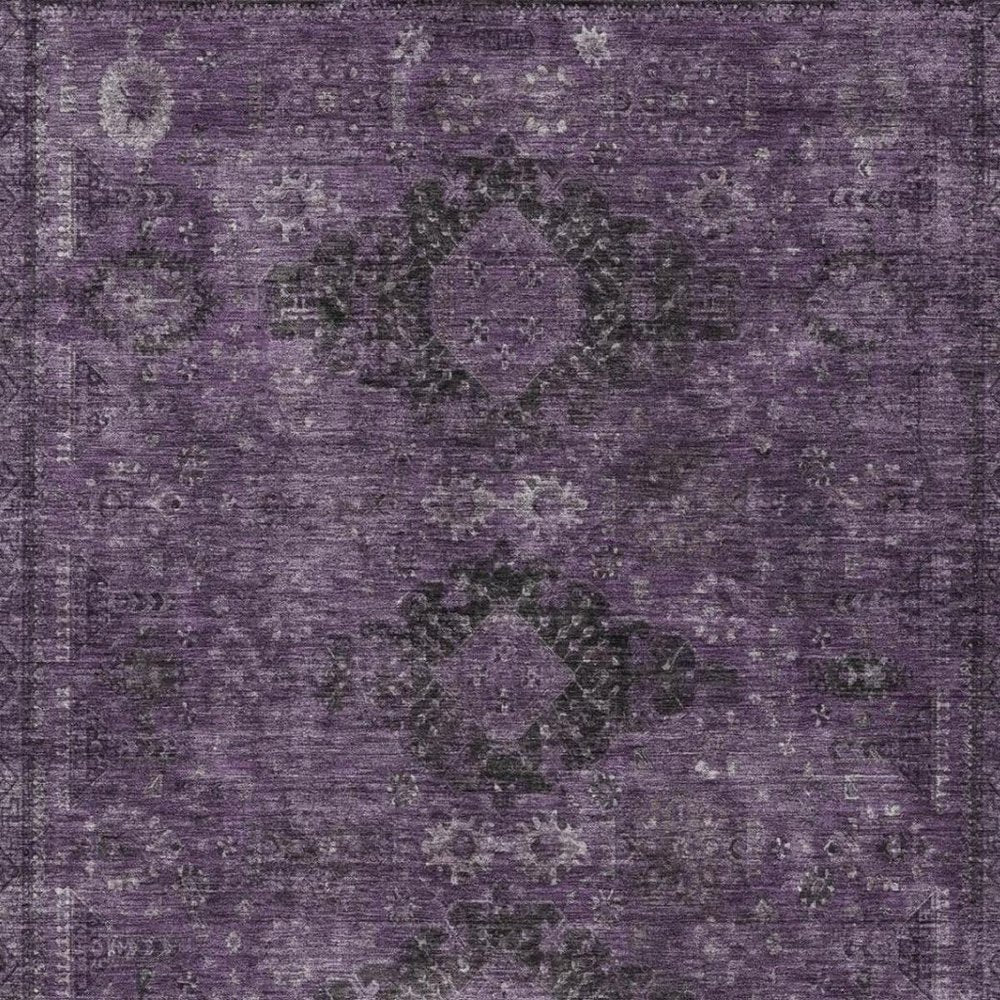 10' X 14' Plum And Purple Oriental Washable Indoor Outdoor Area Rug