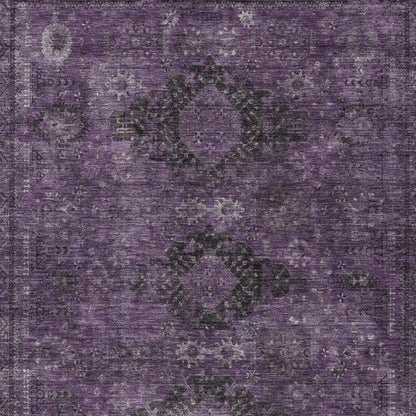 10' X 14' Plum And Purple Oriental Washable Indoor Outdoor Area Rug