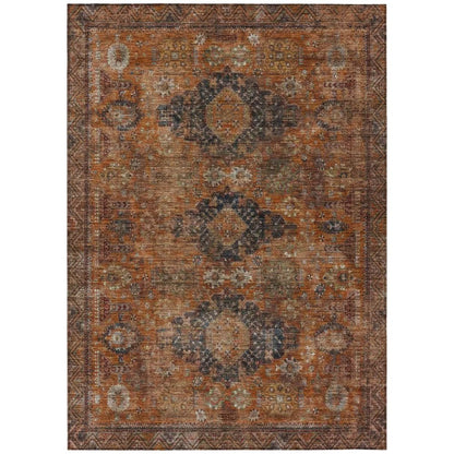 9' X 12' Rust And Orange Oriental Washable Indoor Outdoor Area Rug HomeRoots