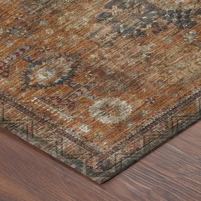 10' X 14' Rust And Orange Oriental Washable Indoor Outdoor Area Rug HomeRoots