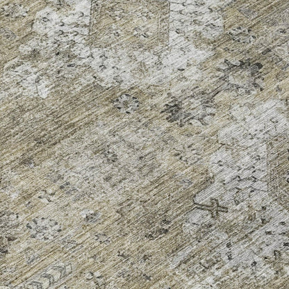 9' X 12' Beige And Brown Oriental Washable Indoor Outdoor Area Rug HomeRoots