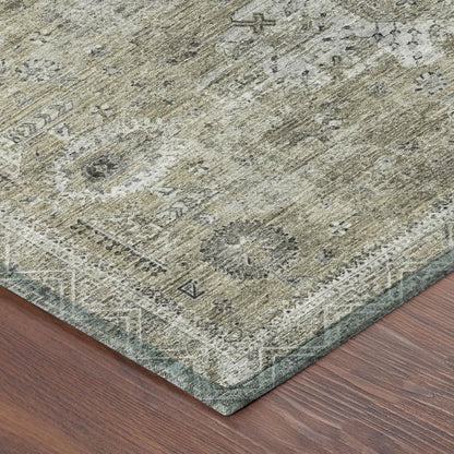 10' X 14' Beige And Brown Oriental Washable Indoor Outdoor Area Rug HomeRoots