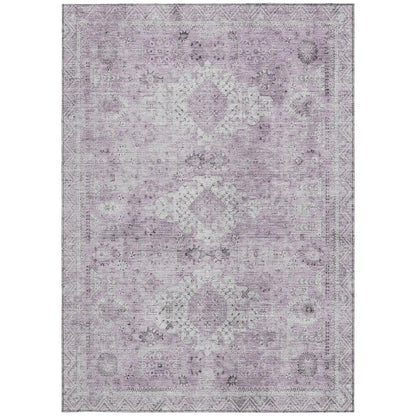 3' X 5' Lilac And Purple Oriental Washable Indoor Outdoor Area Rug