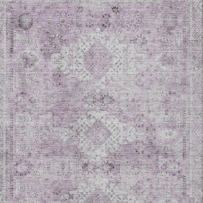 3' X 5' Lilac And Purple Oriental Washable Indoor Outdoor Area Rug