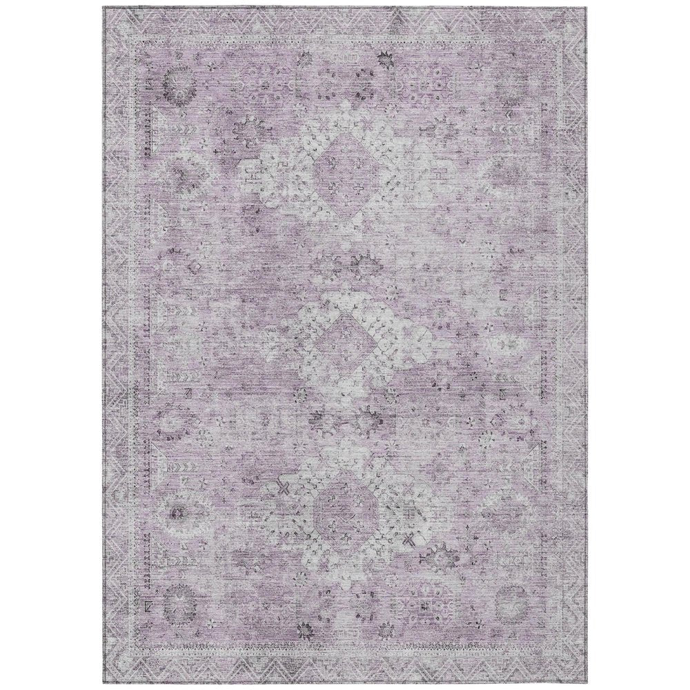 5' X 8' Lilac And Purple Oriental Washable Indoor Outdoor Area Rug — view 1