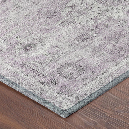 5' X 8' Lilac And Purple Oriental Washable Indoor Outdoor Area Rug HomeRoots