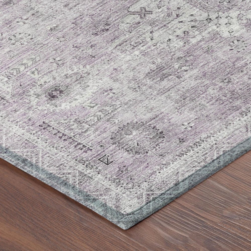 8' Lilac And Purple Round Oriental Washable Indoor Outdoor Area Rug HomeRoots