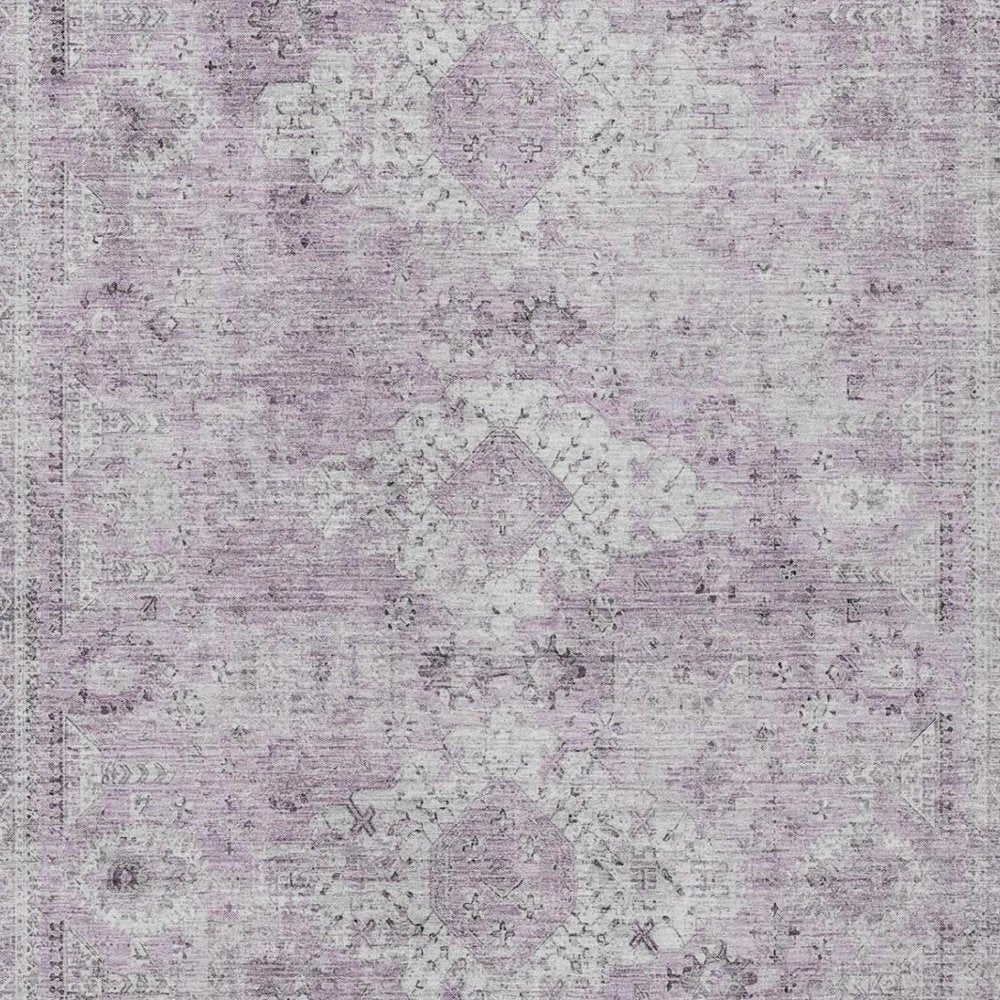 9' X 12' Lilac And Purple Oriental Washable Indoor Outdoor Area Rug