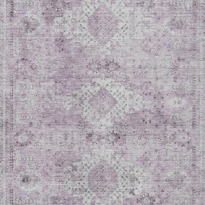 9' X 12' Lilac And Purple Oriental Washable Indoor Outdoor Area Rug