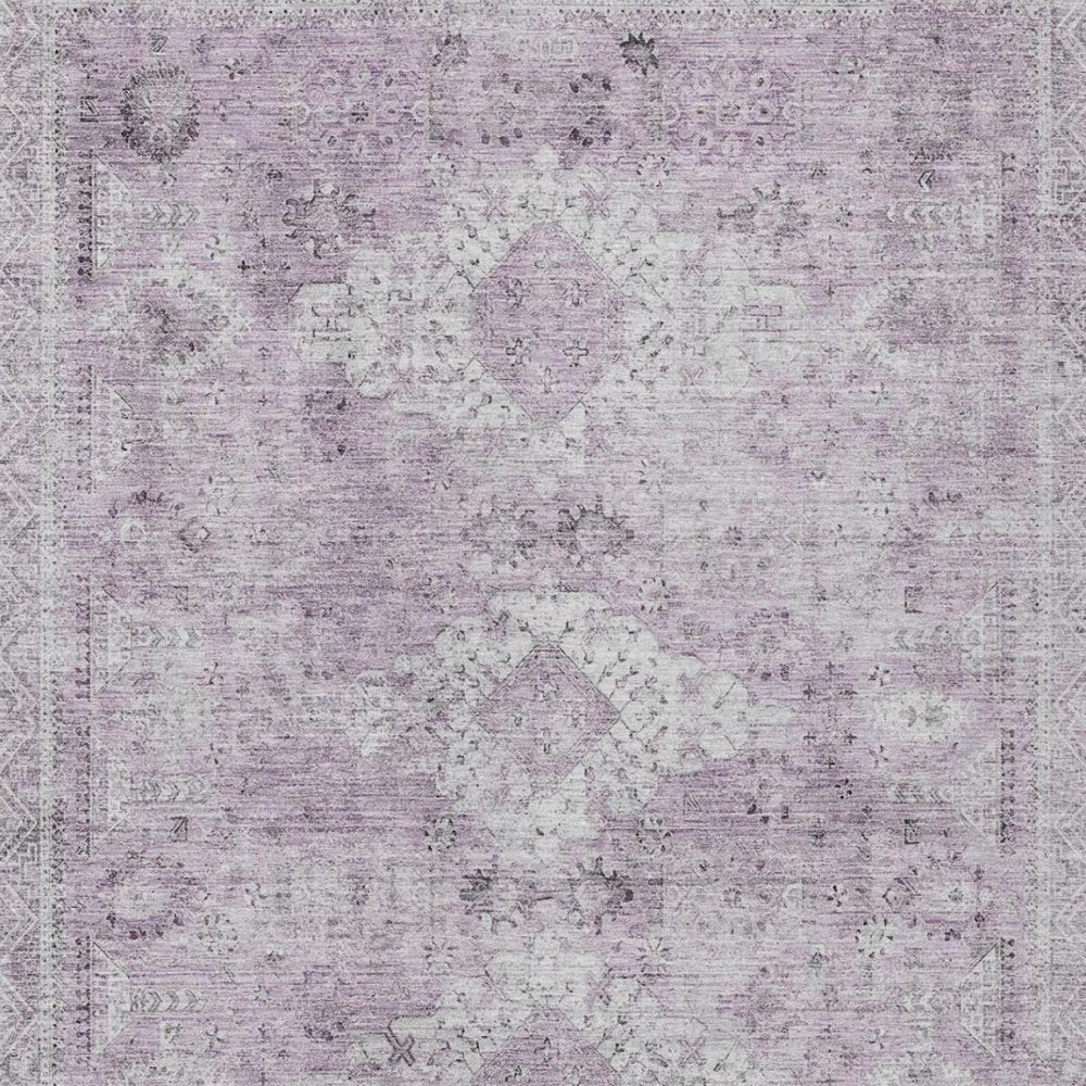 9' X 12' Lilac And Purple Oriental Washable Indoor Outdoor Area Rug — view 9