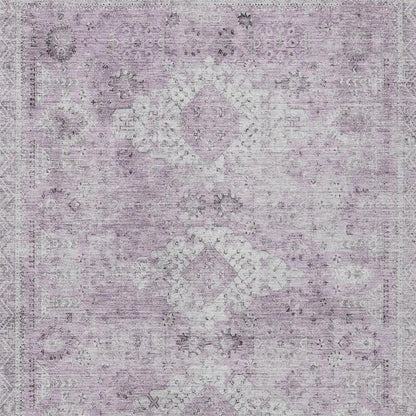 9' X 12' Lilac And Purple Oriental Washable Indoor Outdoor Area Rug