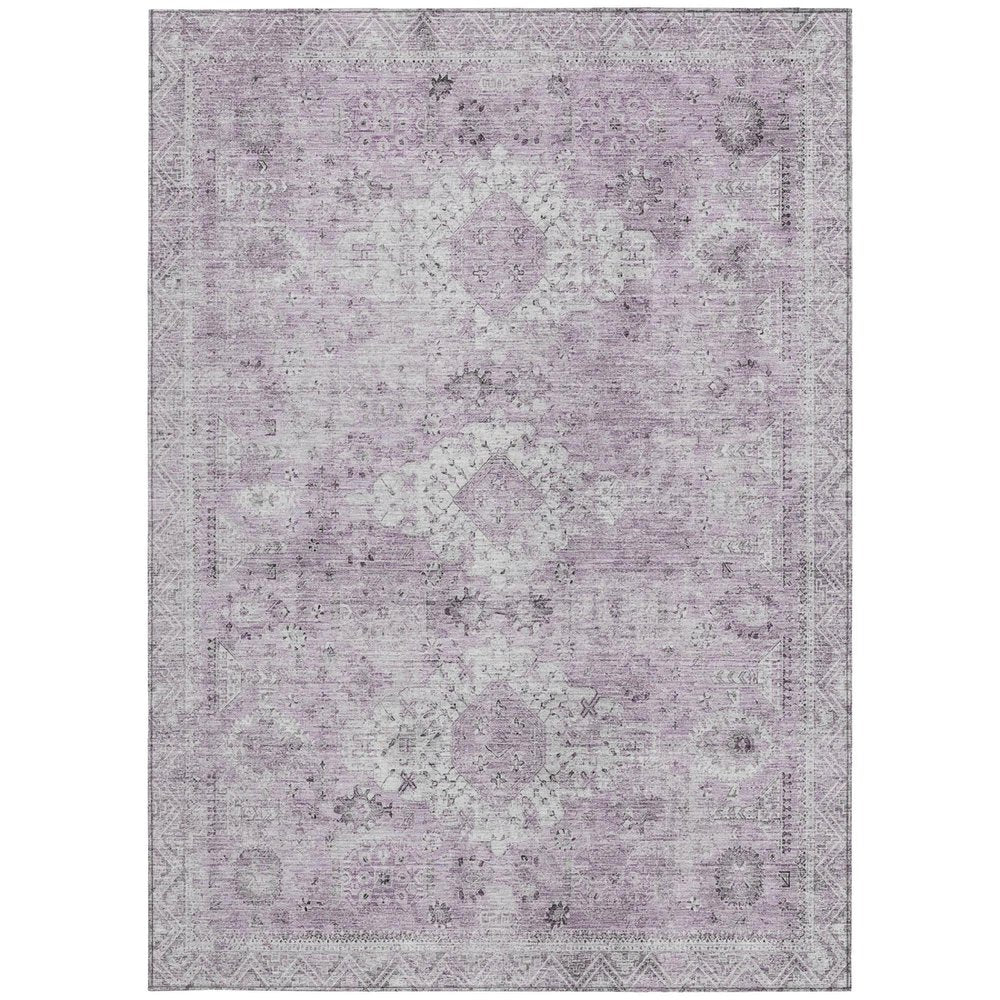 10' X 14' Lilac And Purple Oriental Washable Indoor Outdoor Area Rug — view 7