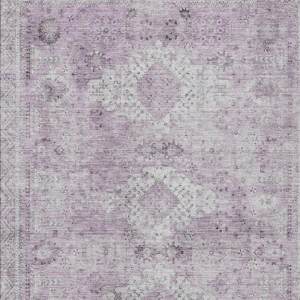 10' X 14' Lilac And Purple Oriental Washable Indoor Outdoor Area Rug — view 8