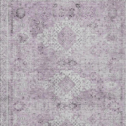 10' X 14' Lilac And Purple Oriental Washable Indoor Outdoor Area Rug