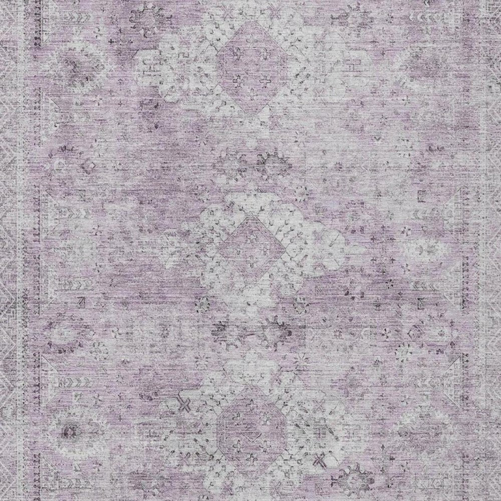 10' X 14' Lilac And Purple Oriental Washable Indoor Outdoor Area Rug — view 9