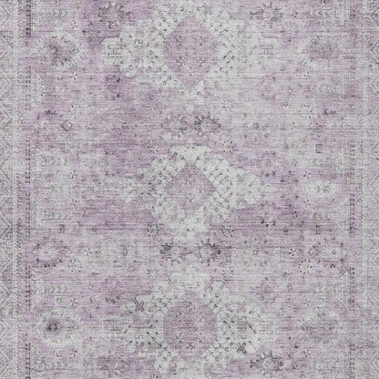 10' X 14' Lilac And Purple Oriental Washable Indoor Outdoor Area Rug