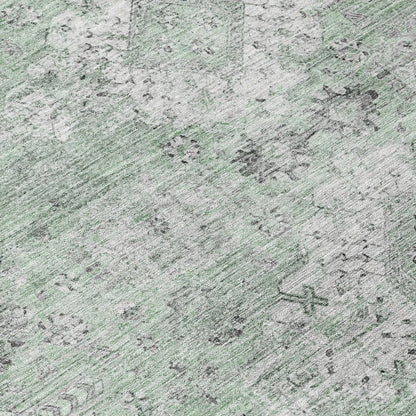 5' X 8' Mint Green And Green Oriental Washable Indoor Outdoor Area Rug HomeRoots