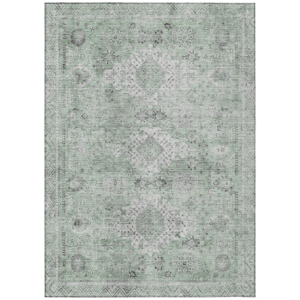 9' X 12' Mint Green And Green Oriental Washable Indoor Outdoor Area Rug HomeRoots