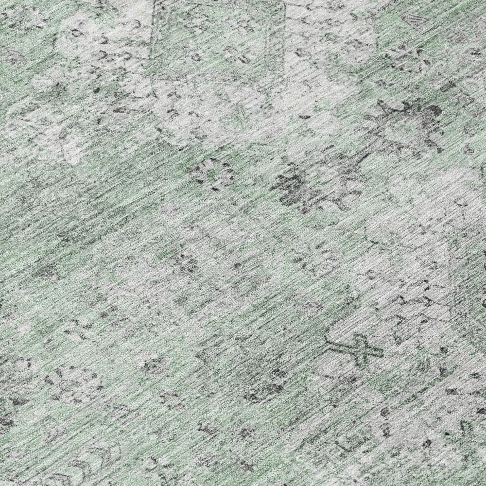 9' X 12' Mint Green And Green Oriental Washable Indoor Outdoor Area Rug — view 4