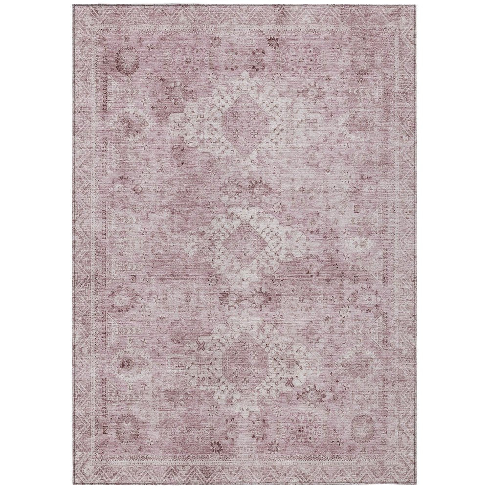 3' X 5' Pink And Blush Oriental Washable Indoor Outdoor Area Rug — view 1