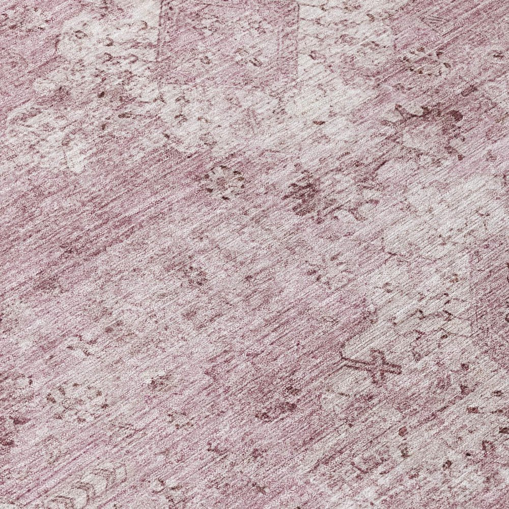 3' X 5' Pink And Blush Oriental Washable Indoor Outdoor Area Rug — view 3