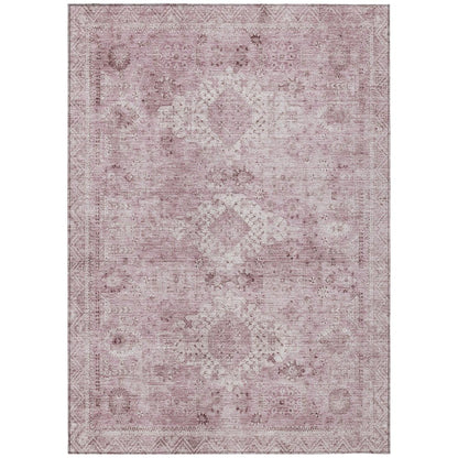 5' X 8' Pink And Blush Oriental Washable Indoor Outdoor Area Rug HomeRoots