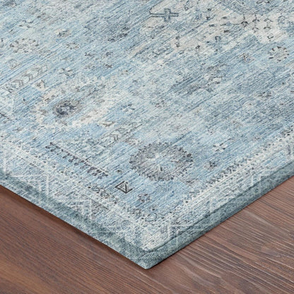 5' X 8' Sky Blue And Blue Oriental Washable Indoor Outdoor Area Rug HomeRoots