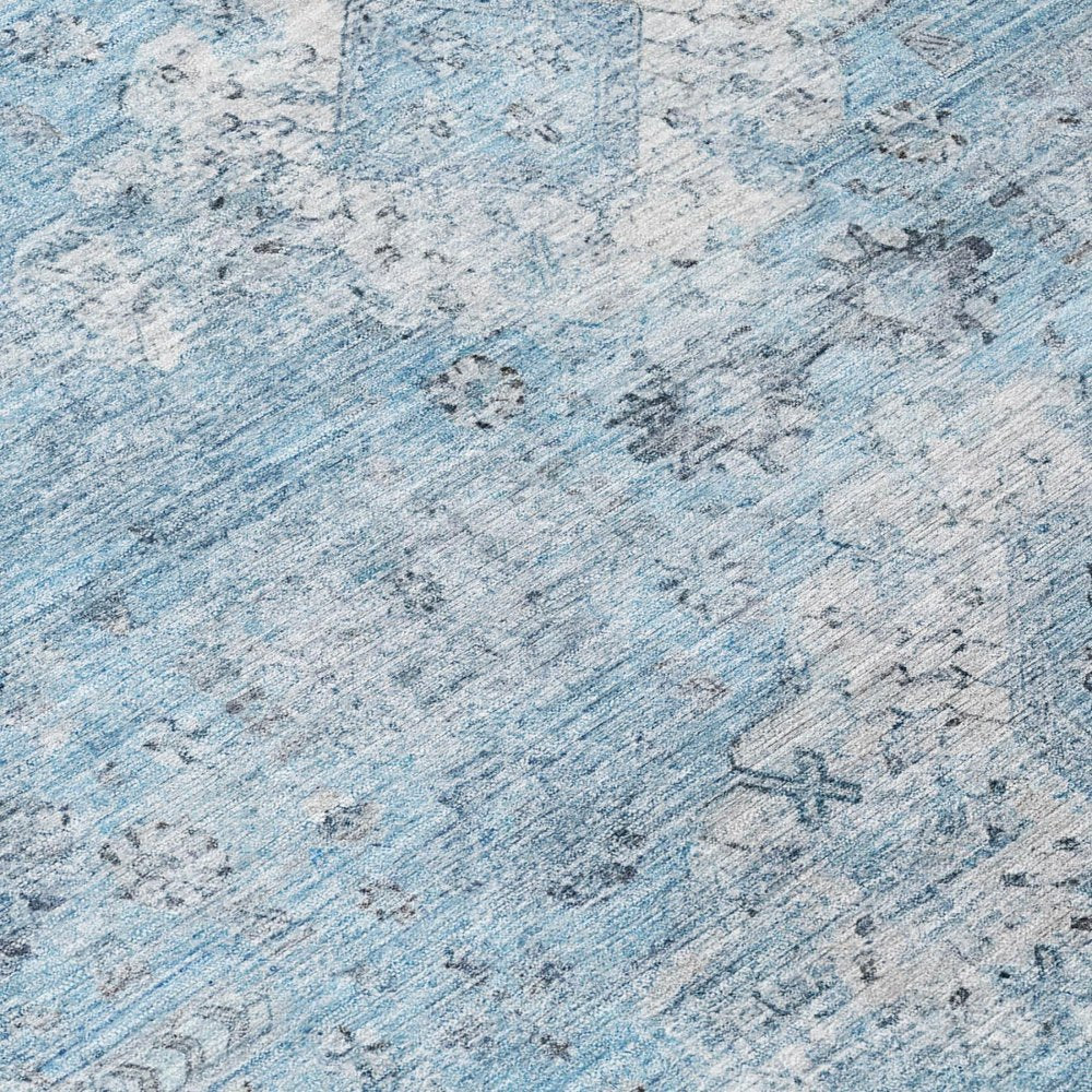 9' X 12' Sky Blue And Blue Oriental Washable Indoor Outdoor Area Rug HomeRoots