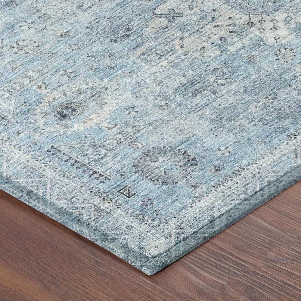 10' X 14' Sky Blue And Blue Oriental Washable Indoor Outdoor Area Rug HomeRoots