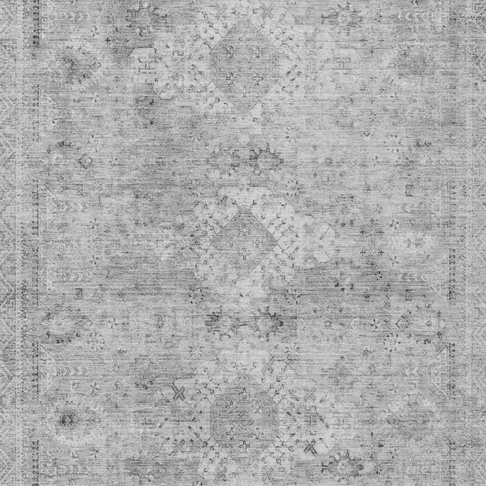 3' X 5' Silver And Gray Oriental Washable Indoor Outdoor Area Rug