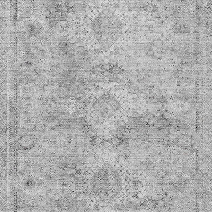 3' X 5' Silver And Gray Oriental Washable Indoor Outdoor Area Rug