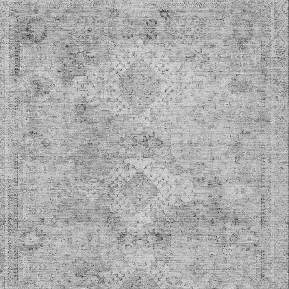 3' X 5' Silver And Gray Oriental Washable Indoor Outdoor Area Rug — view 9