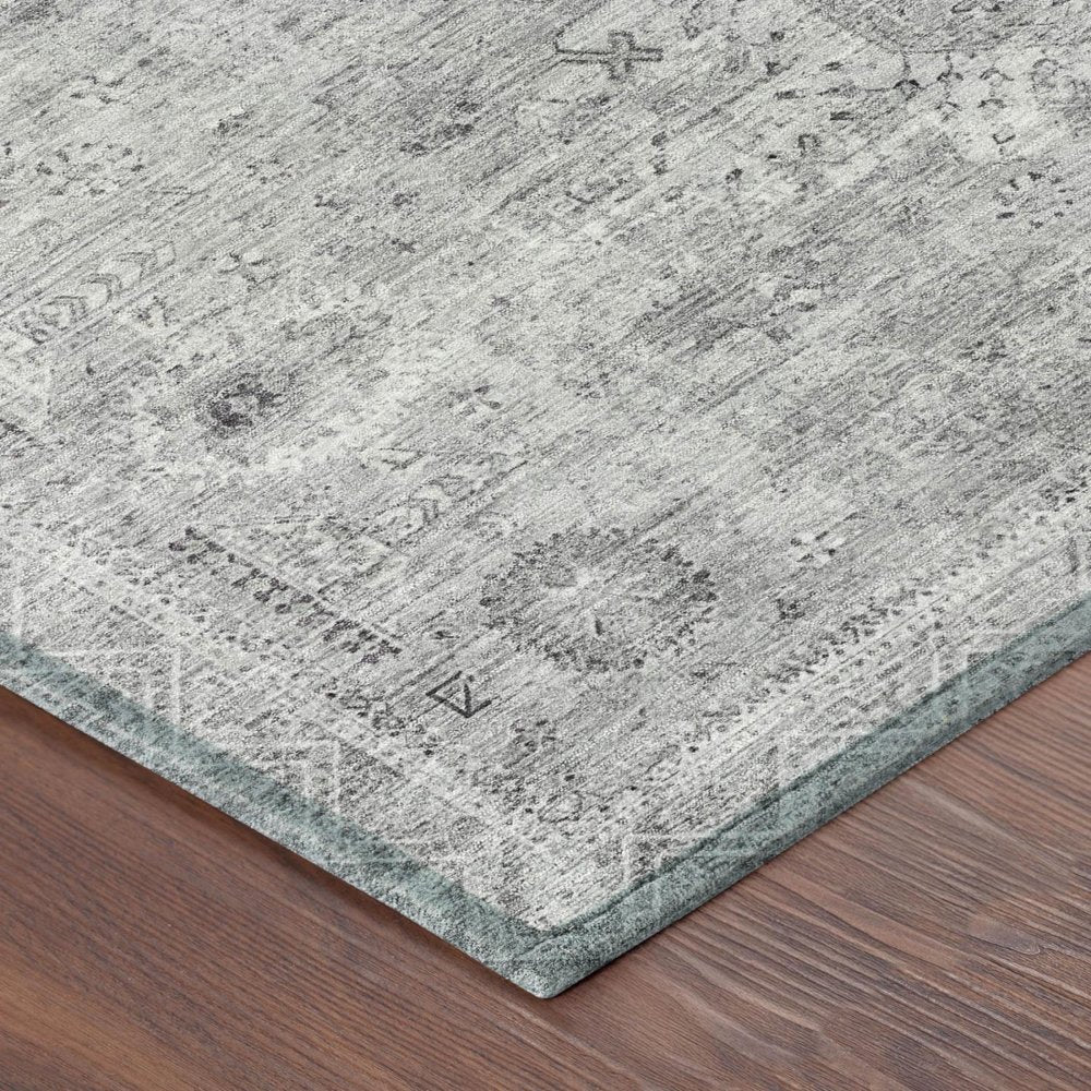 5' X 8' Silver And Gray Oriental Washable Indoor Outdoor Area Rug HomeRoots