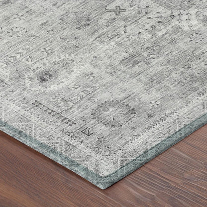 5' X 8' Silver And Gray Oriental Washable Indoor Outdoor Area Rug HomeRoots