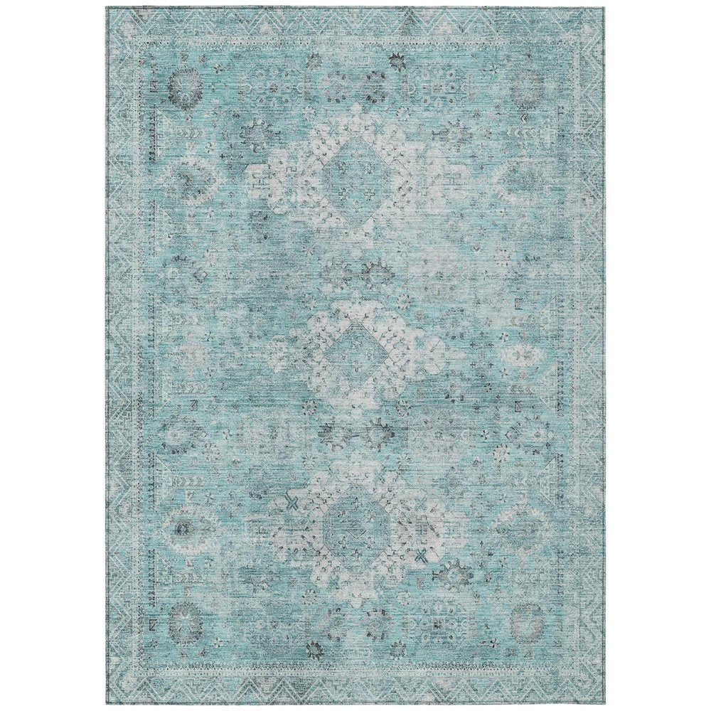 3' X 5' Turquoise And Teal Blue Oriental Washable Indoor Outdoor Area Rug HomeRoots