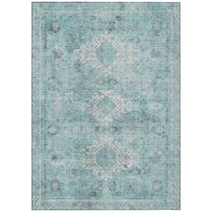 3' X 5' Turquoise And Teal Blue Oriental Washable Indoor Outdoor Area Rug HomeRoots