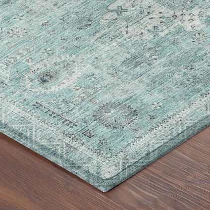 3' X 5' Turquoise And Teal Blue Oriental Washable Indoor Outdoor Area Rug HomeRoots