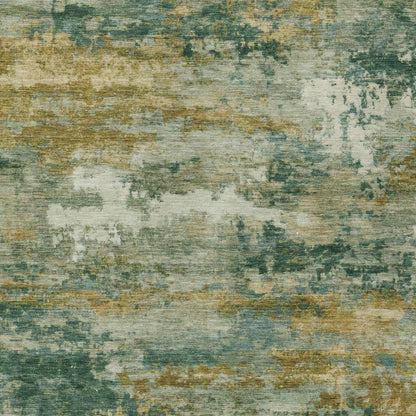 5' X 8' Green And Brown Abstract Washable Indoor Outdoor Area Rug