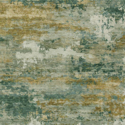 5' X 8' Green And Brown Abstract Washable Indoor Outdoor Area Rug