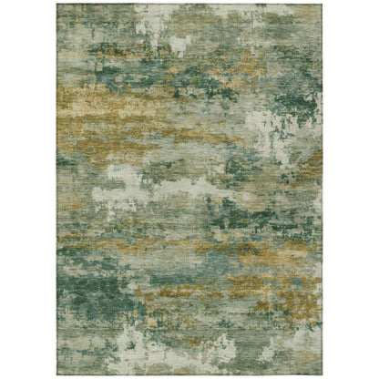 5' X 8' Green And Brown Abstract Washable Indoor Outdoor Area Rug HomeRoots