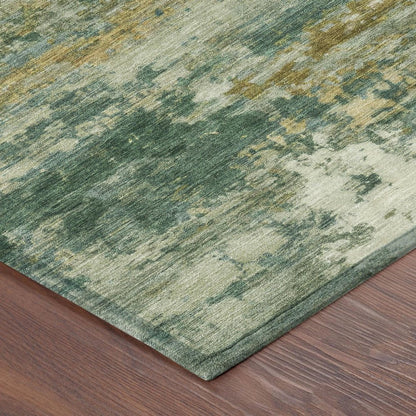 8' Green And Brown Round Abstract Washable Indoor Outdoor Area Rug HomeRoots