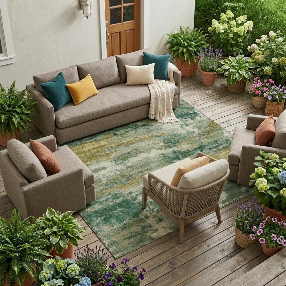 8' X 10' Green And Brown Abstract Washable Indoor Outdoor Area Rug HomeRoots