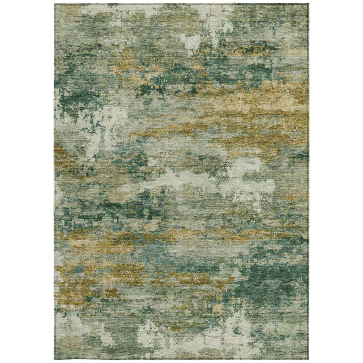 8' X 10' Green And Brown Abstract Washable Indoor Outdoor Area Rug — view 8