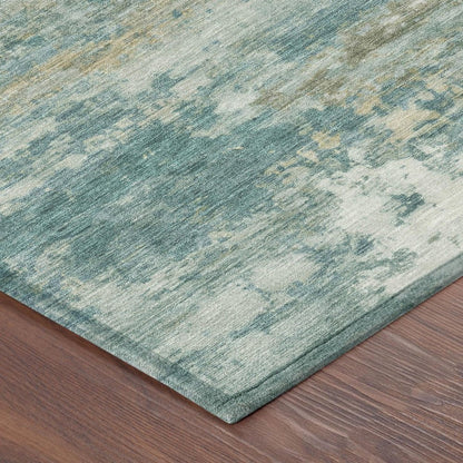 5' X 8' Aqua And Teal Blue Abstract Washable Indoor Outdoor Area Rug HomeRoots