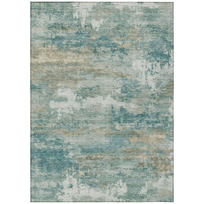10' X 14' Aqua And Teal Blue Abstract Washable Indoor Outdoor Area Rug HomeRoots
