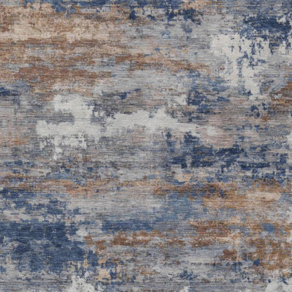 3' X 5' Blue And Graphite Abstract Washable Indoor Outdoor Area Rug