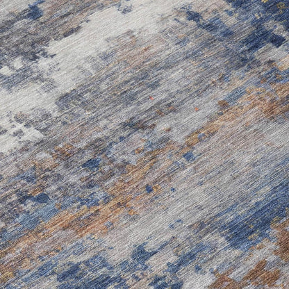 8' X 10' Blue And Graphite Abstract Washable Indoor Outdoor Area Rug HomeRoots