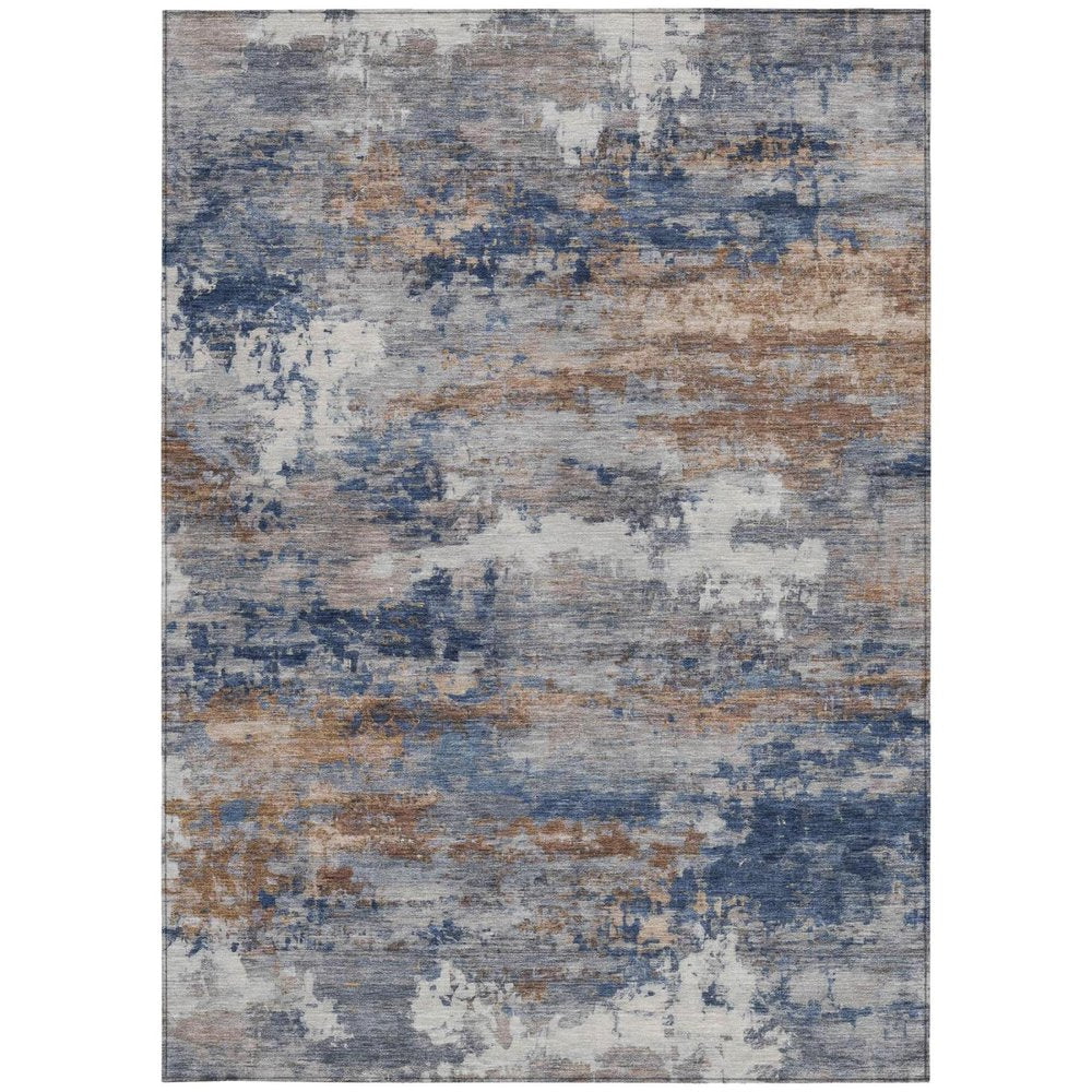 10' X 14' Blue And Graphite Abstract Washable Indoor Outdoor Area Rug — view 7