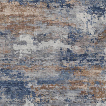 10' X 14' Blue And Graphite Abstract Washable Indoor Outdoor Area Rug